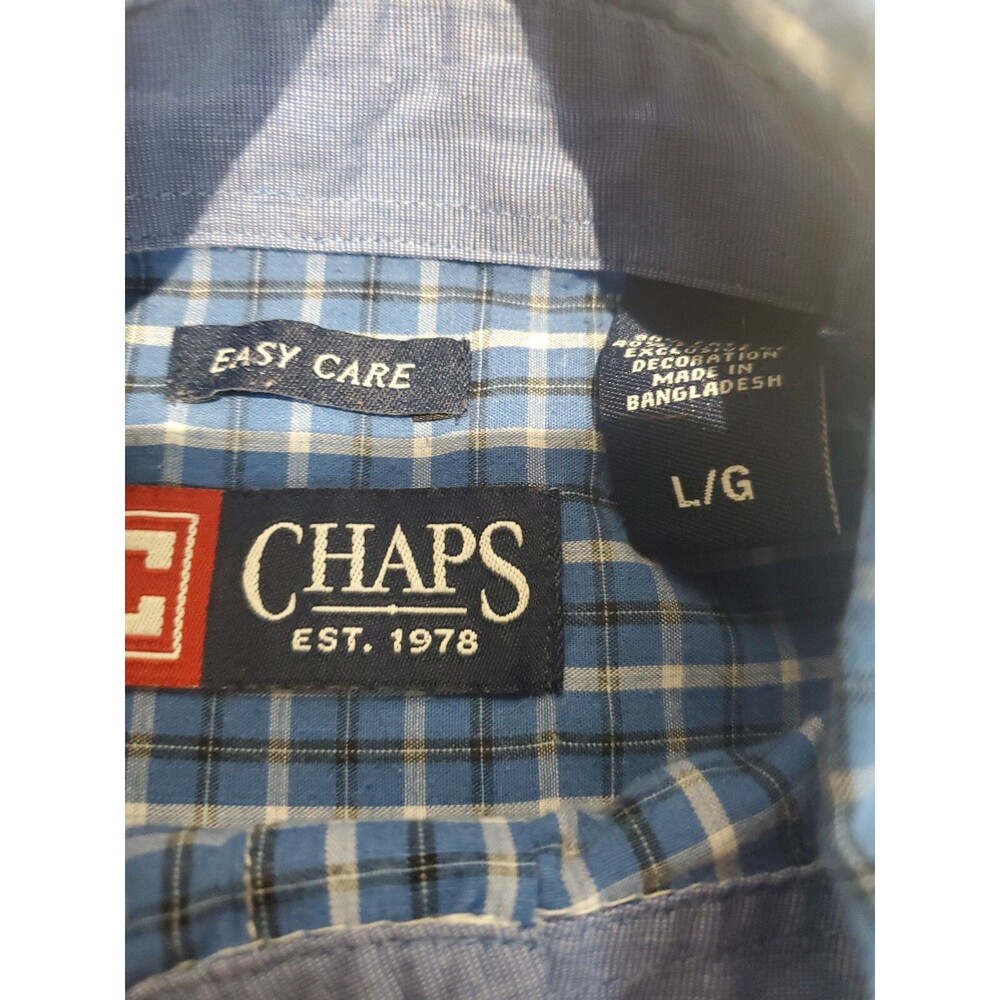 Chaps By Ralph Lauren Men's Short Sleeve Button Up Dress Shirt, Large, Blue - Picture 5 of 9
